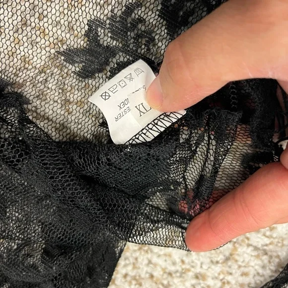 Sheer Black Lace Long Sleeve Top - Picture 2 of 4